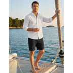 Jmierr Mens Casual 7" Shorts Summer Drawstring Elastic Waist Beach Sweat Shorts Texture With Pockets