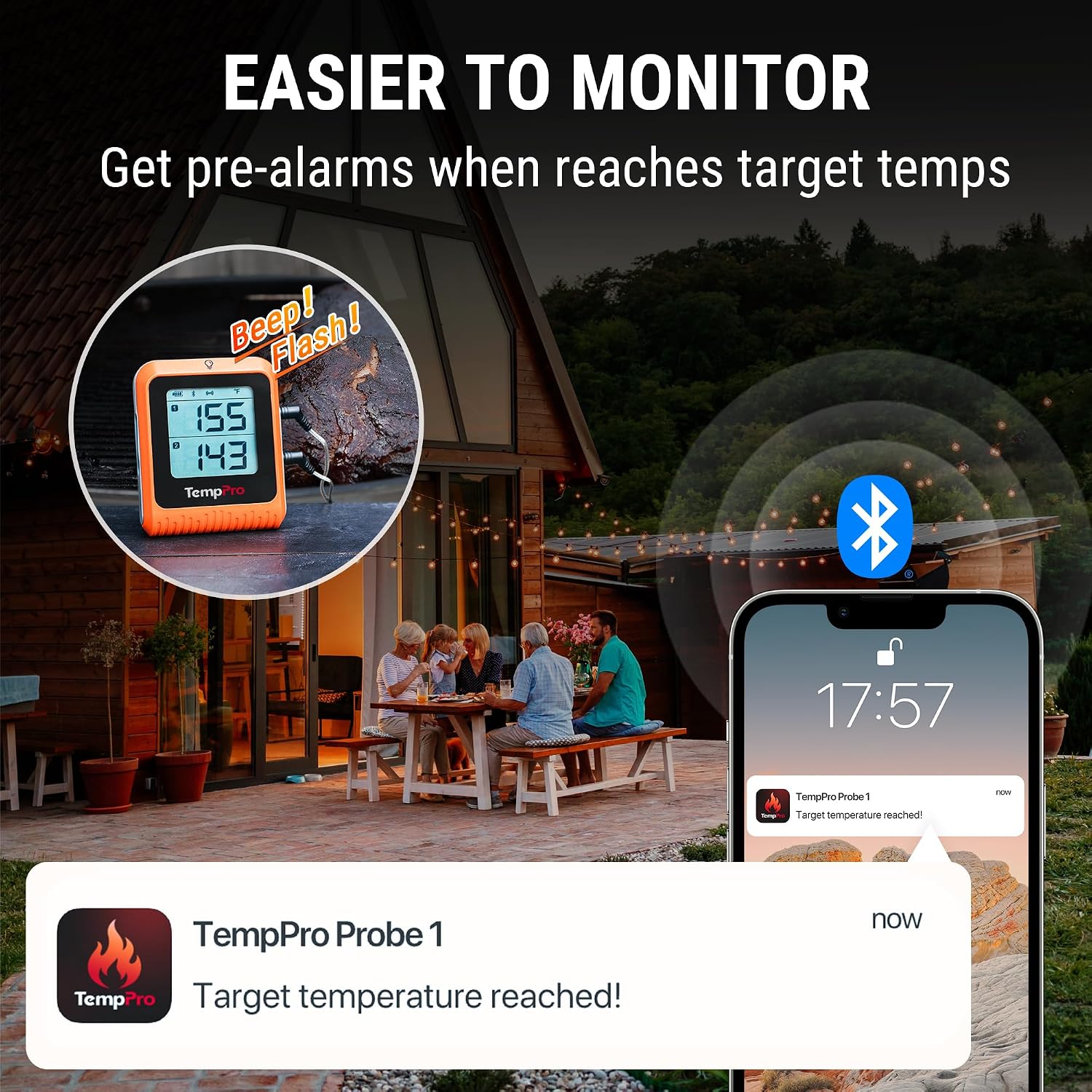 Temppro Wireless Meat Thermometer Digital For Grilling And Smoking, 2 Probes Bluetooth Meat Thermometer For Cooking, Rechargeable Smoker Accessories For Bbq Oven (Previously Thermopro)