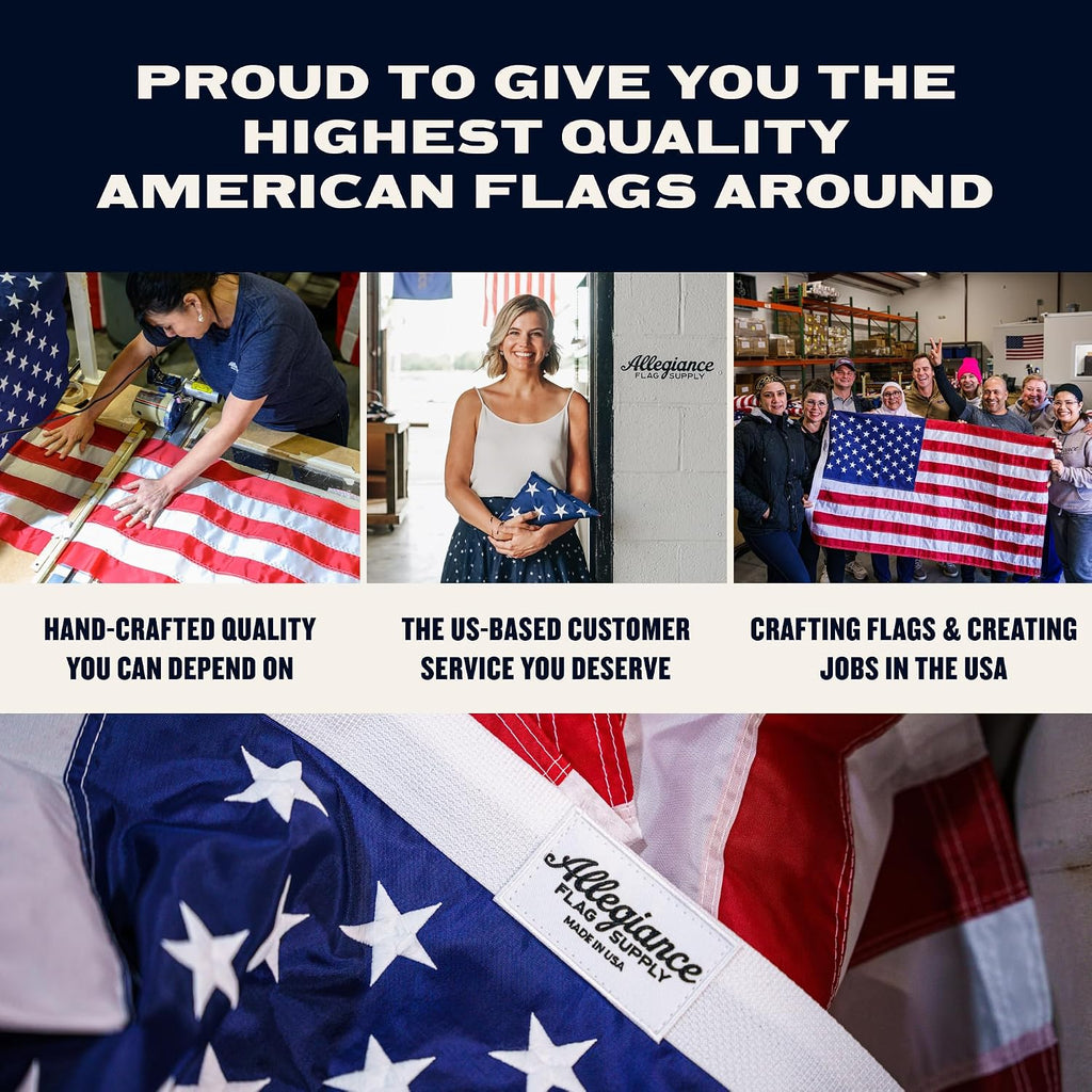 Allegiance Flags Made In Usa American Flags For Outside 3X5 Ft | Premium Us Flag With American-Sourced 200D Nylon, Embroidered Stars, Hand-Sewn Stripes | Heavy Duty All-Weather & Fade Resistant