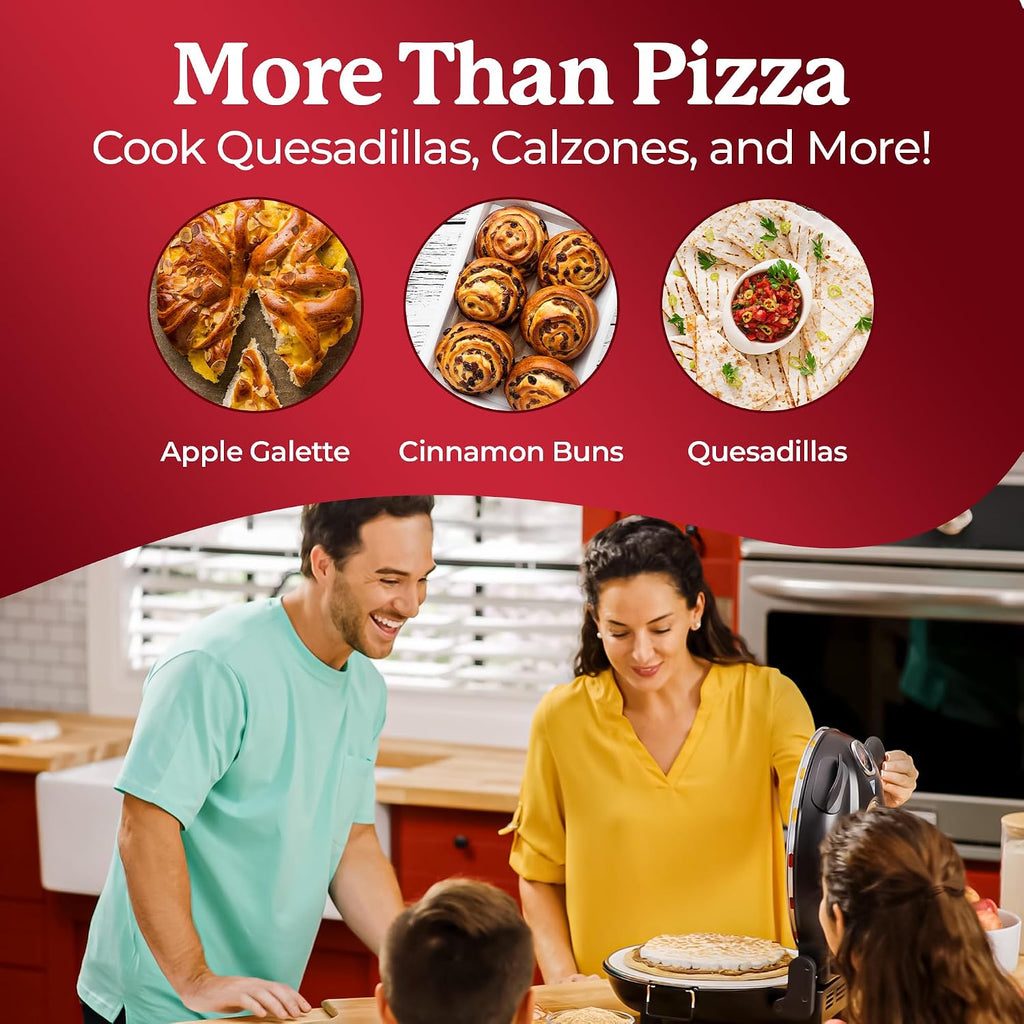 Piezano 12" Electric Pizza Oven Indoor Countertop Pizza Maker | Heats To 800˚F, Ceramic Stone For Crispy Crust Pizza, Cooks In Under 6 Minutes, Dual Heat Controls, Peels & Scraper Included