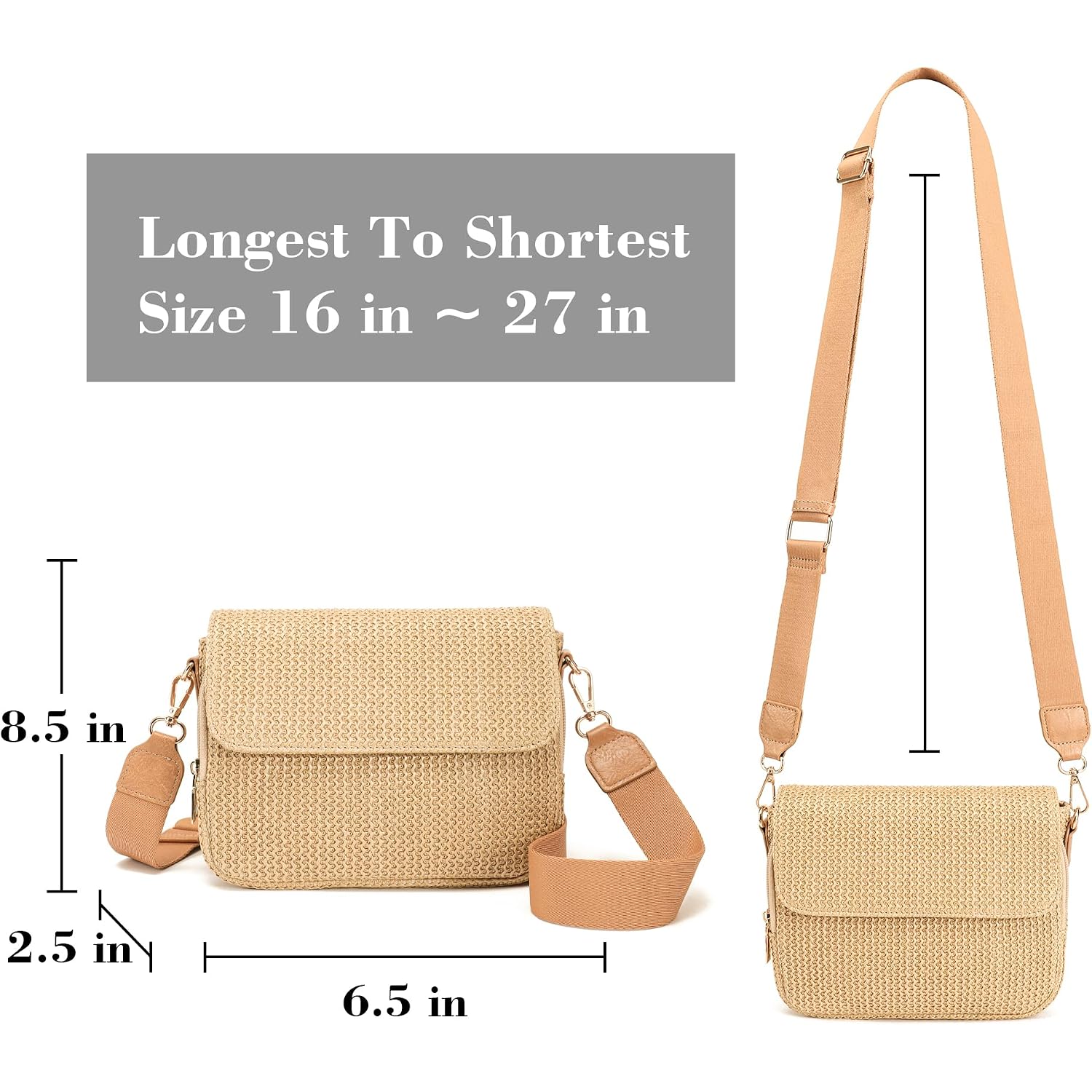 Faux Straw Small Crossbody Bag Women Summer Woven Sling Purse For Beach Travel Vacation Essentials Raffia