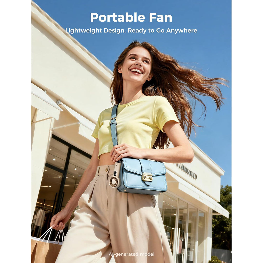 Aecooly Mighty Portable Fan, Powerful Handheld Fan, Usb Rechargeable [10H Max Cooling Time], Mini Personal Battery Powered, Pocket For Travel, Summer, Gifts For Women, Girls -Beige