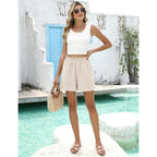 Women's 2026 Summer Casual Shorts with Pocket Elastic High Waisted Wide Leg Beach Shorts Cute Dressy Vacation Clothes