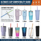 Alink 10.5 In Long Reusable Plastic Straws With Brush, Tritan Hard Plastic Tumbler Straws, 10 Rainbow Colored Replacement Straw For 16 Oz 20 Oz 30 Oz Stanley, Yeti, Starbucks Tumblers, Mason Jars