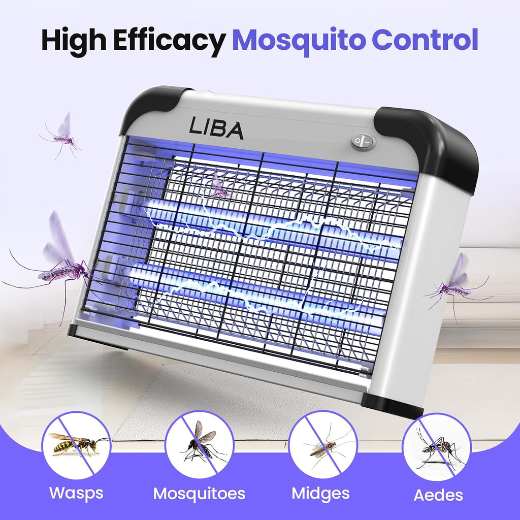 Liba Bug Zapper 2800V Indoor, With 2 Extra Replacement Bulbs | 2800V Grid Kills Flies And Mosquitoes, Removable Washable Tray, Indoor Insect Killer, Easy-To-Clean