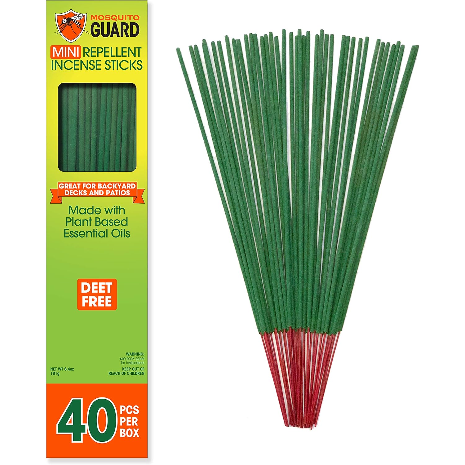 Mosquito Repellent Outdoor Patio Sticks 40 Pcs, 30Hrs Protection - Natural Mosquito Repellent Citronella Incense Sticks, Backyard Travel Camping Bug Repellent Outdoor & Indoors Gnat Mosquito Control