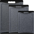 Extra Large Cutting Boards, Plastic Cutting Boards For Kitchen (Set Of 3) Cutting Board Set Dishwasher Chopping Board With Juice Grooves Easy-Grip Handles, Dark Grey, Empune