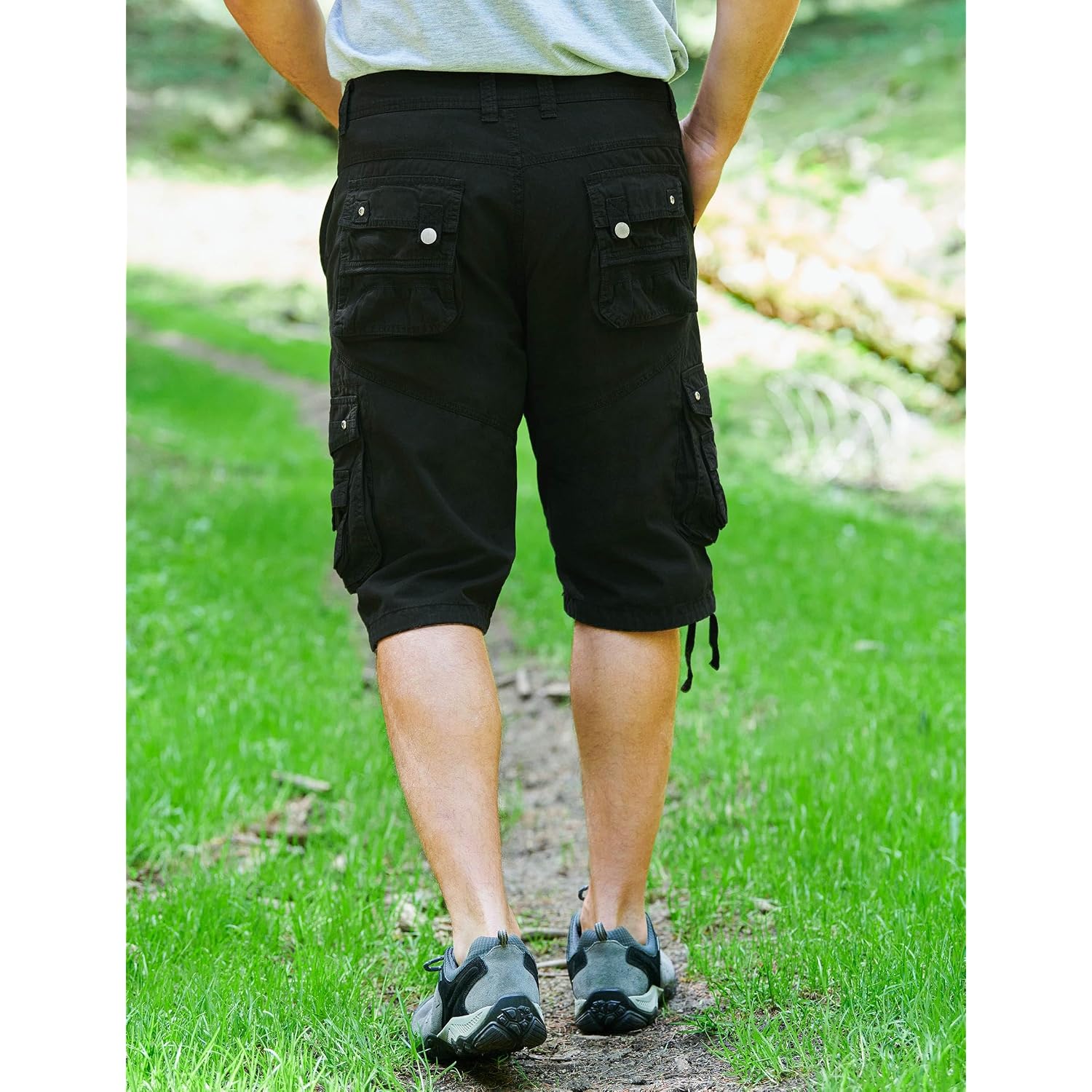 Mens Cargo Shorts Cotton Ripstop Straight Leg Below Knee Twill Casual Summer Long Shorts