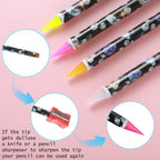 4 Pcs Rhinestone Picker Tool, Self Adhesive Wax Pencil for Rhinestones, Rhinestone Pen Gem Picker Tool with Pencil Sharpener Nail Dotting Tool for DIY Nail Art