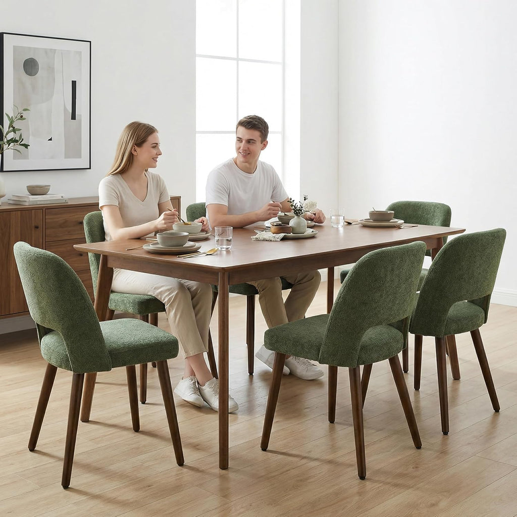 Usaint Wooden Dining Chairs Set Of 4, Fabric Dining Room Chairs, Green