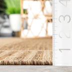 Nuloom Asha Light Brown/Ivory, 8' x 10', Casual, Striped Border, Soft and Cozy, High Traffic, Stain Resistant, Easy Clean, Durable Area Rug for Indoor/Outdoor Patio, Deck, Porch, Garden, Courtyard