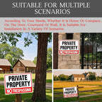 4 Pack Large No Trespassing Signs Private Property, 12X8 In Aluminum Sign | Reflective Aluminum Signs, Which Are Weather - Resistant And Easy To Install, Are Suitable For Courtyards, Gates And Fences