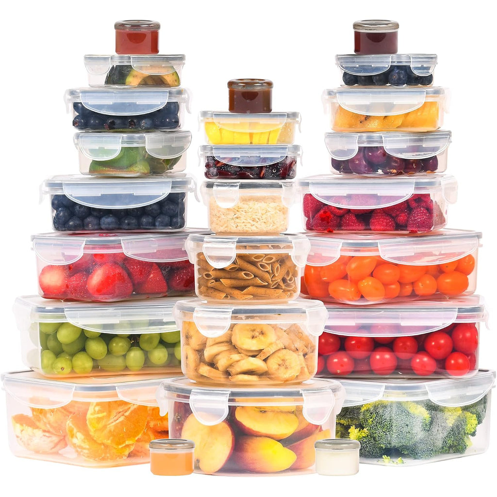 Rockberry 50 Pcs Large Food Storage Containers With Lids Airtight-85 Oz To Small Containers-Total 526Oz Stackable Kitchen Set -Bpa Free Leak Proof Containers- Freezer Microwave Safe