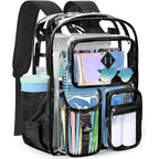 17 Inch Clear Backpack, Large Transparent Bookbag With Reinforced Straps For School College Work
