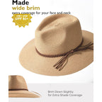 FURTALK Sun Hats for Women Summer Wide Brim UV UPF 80+ Panama Fedora Foldable Packable Straw Beach Hat