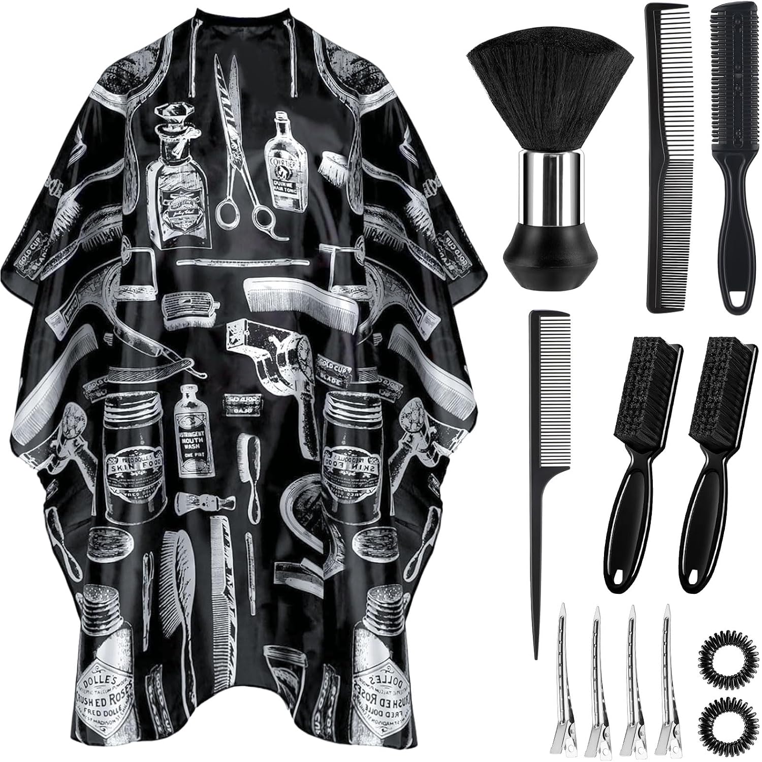 Barber Cape 13Pcs With Neck Duster Brush Adjustable, Extra Long Hair Cutting Cape 63" X 55" Profesional Barber Accessories For Men/Adults/Barber/Salon/Clients/Home/Women/Kids