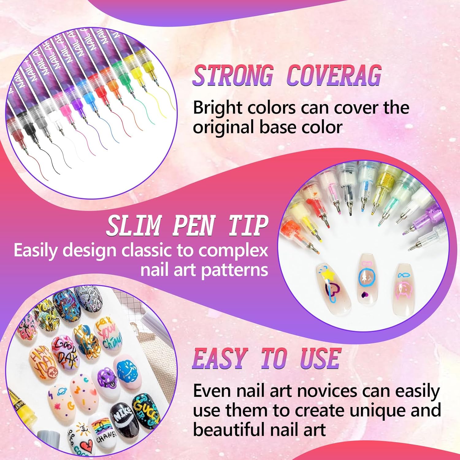 12 Colors Nail Art Pens Set,Nail Art Markers for Gel Nails,2025 DIY Nail Art Marker Drawing Painting Liner Pen,0.5 MM Nail Polish Pens Set,Nail Doodle Pens,Quickly Dry Nail Art DIY Decoration