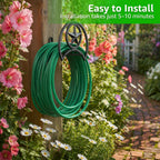 Garden Hose Holder, Holds 125 Ft 5/8-In Hose For Outdoor | Decorative Star Hose Butler Sturdy Water Hose Rack, Made Of Gauge Steel, Durable Wall Hose Hanger
