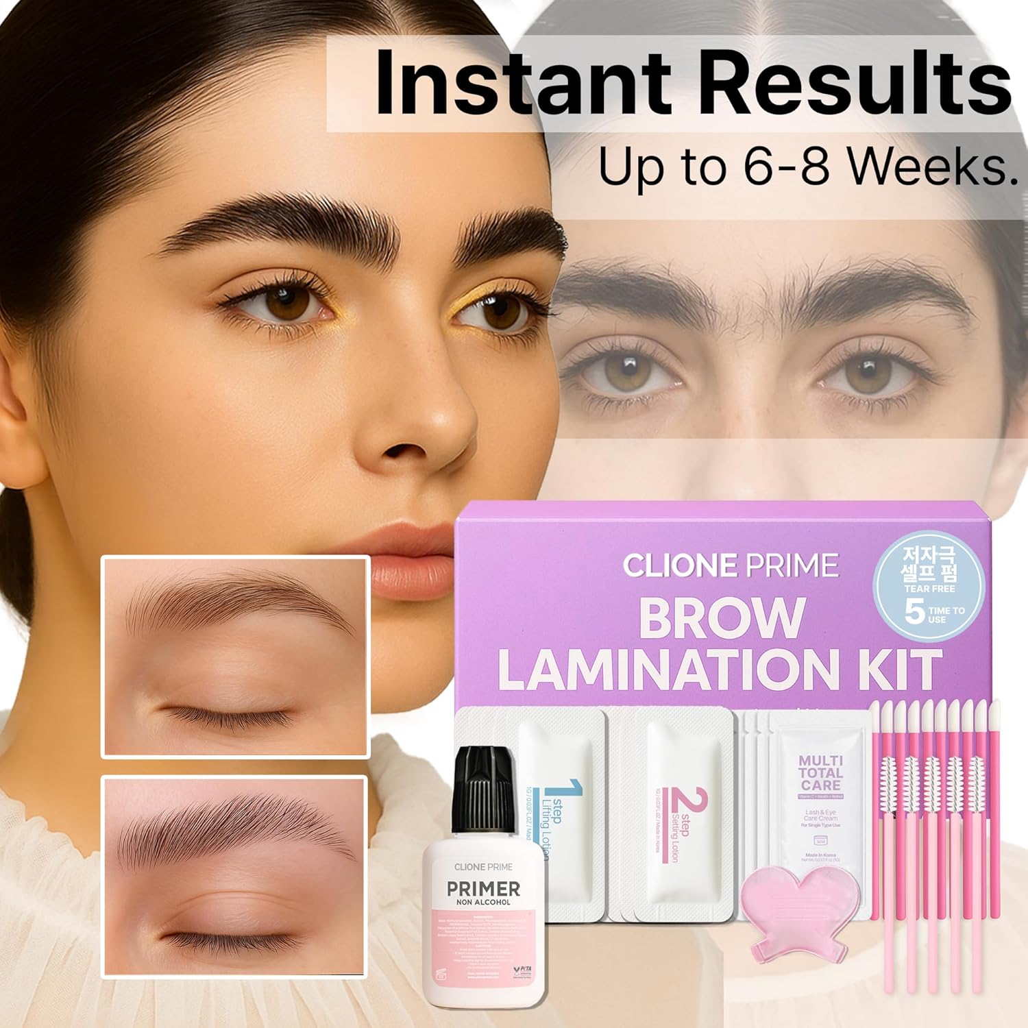 CLIONE PRIME At Home Brow Lamination Kit - DIY Eyebrow Lamination Kit Professional Eye Brow Perm Kit Instant DIY Eyebrow Lift Kit for Fuller Thicker Brows Lasts For Upto 8 Weeks