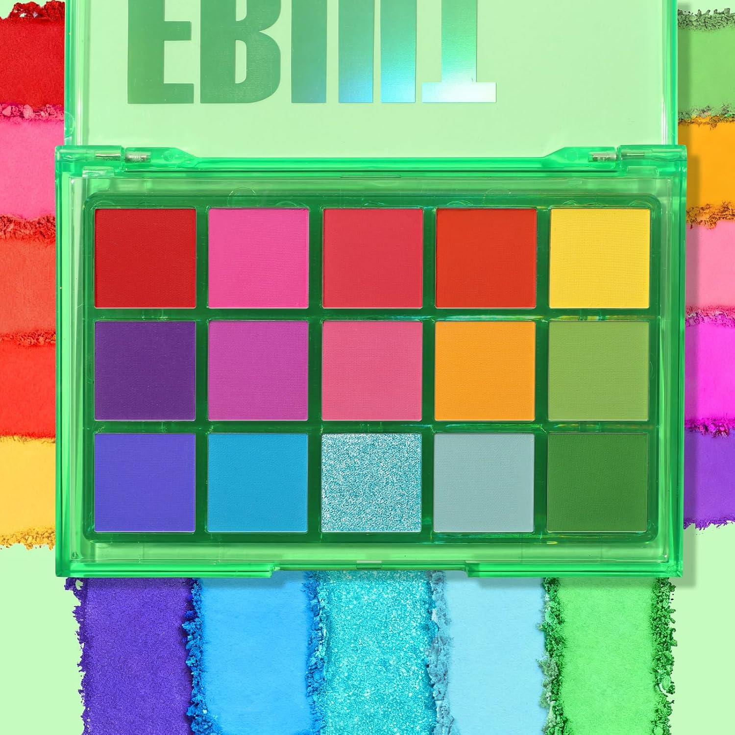 Ucanbe Bright Colorful Neon Rainbow Makeup Eyeshadow Palette 15 Shades Green Purple Yellow Make Up Pallets Kit Vibrant Shimmer Matte Pigmented Blendable - Fruit Punch