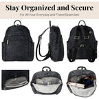 Baggallini Securtex® Anti-Theft Vacation Travel Backpack 10X13 Slash-Resistant Nylon Daypack W/Rfid, Midnight Blossom