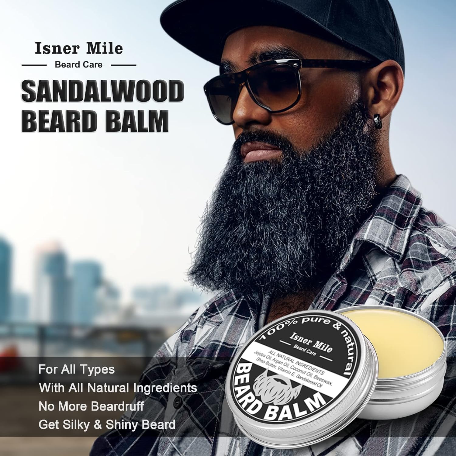 Isner Mile Beard Grooming Kit for Men Care: with Beard Oil Balm Wash Brush Comb & Straight Razor, Birthday Valentines Fathers Gifts for Men Him Boyfriend Husband Coworker, Christmas Stocking Stuffers