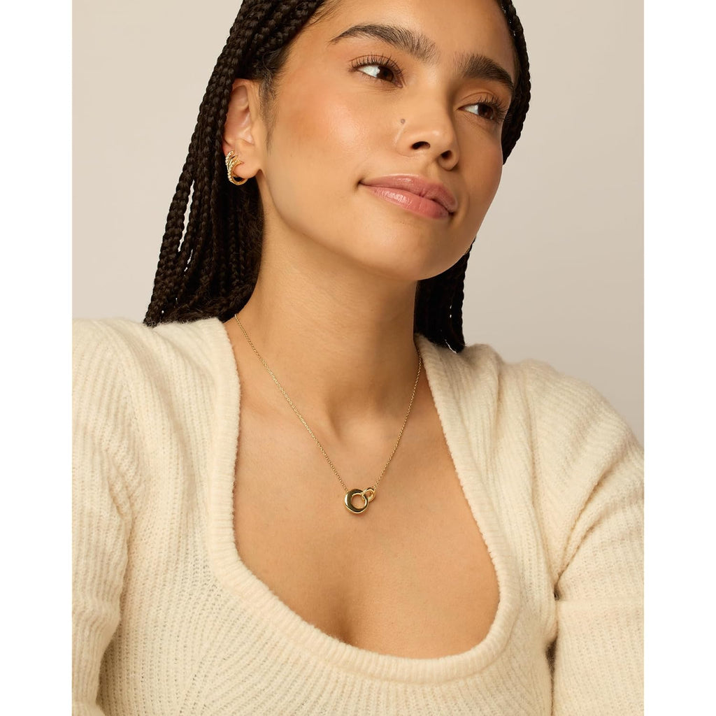 PAVOI 14K Gold Plated Dainty Interlock Pendant Necklace for Women | Circle Link Pendant Necklaces
