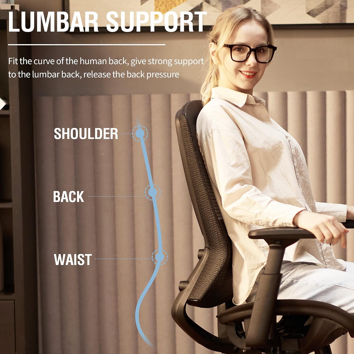 Ergonomic Mesh Office Chair,Comfy Computer Desk Chair - Bifma 5.1 Certified Commercial Swivel Task Chair For Home Office - Adjustable Lumbar Support & Armrests,Tilt Function,Wide Seat (Black)