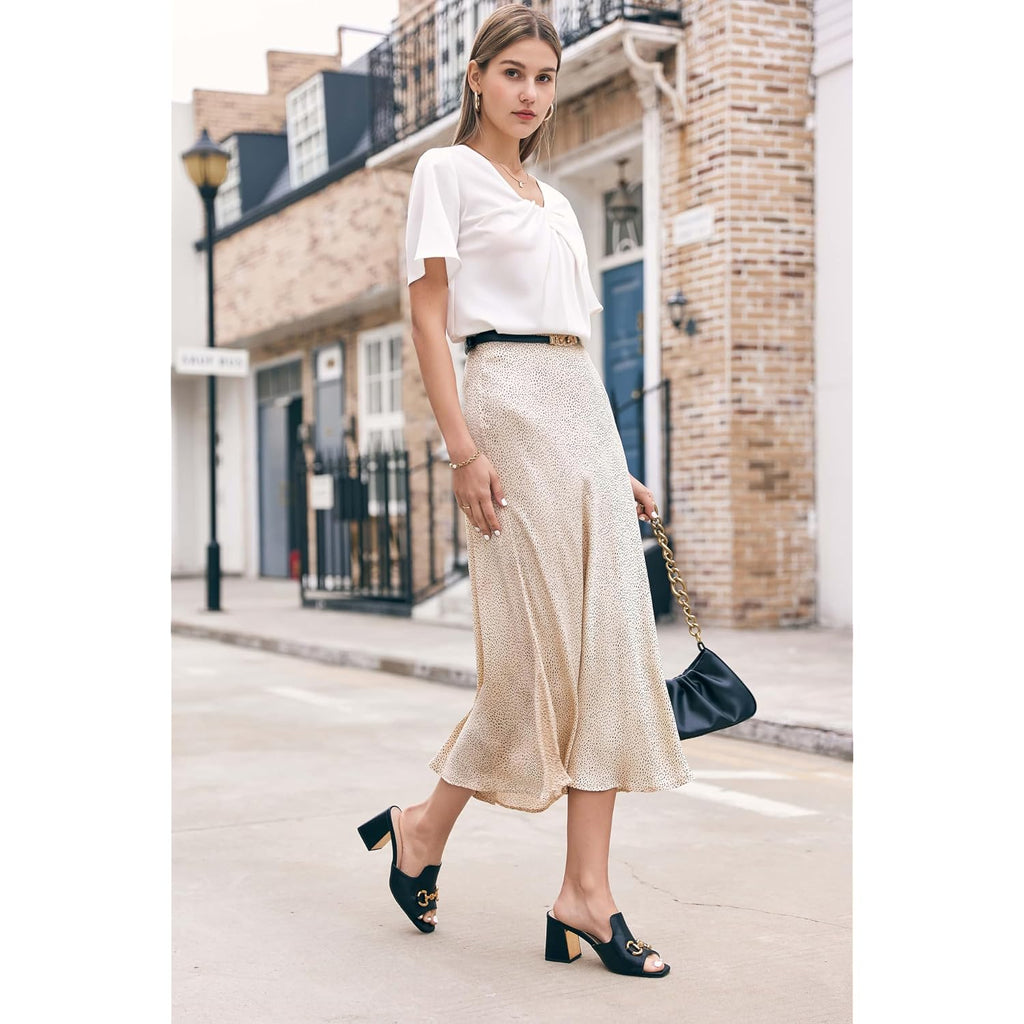 Gihubafuil Women'S Sandals Peep Toe Slides Chunky Heel Mules Single Band Comfort Slip-On Shoes With Metal Chain For Spring Summer
