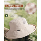 FURTALK Wide Brim Sun Hat with Ponytail Hole for Women UPF 80+ UV Protection Packable Bucket Hiking Travel Outdoor Hat