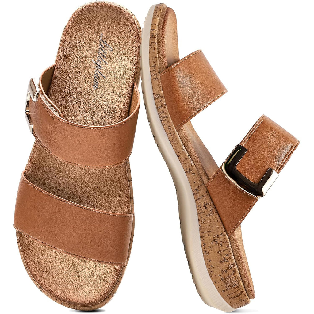 Littleplum Women Slides Sandals Arch Support Open Toe Slip On Sandals Soft Cushion Slippers Comfy Casual Summer Shoes For Walking,Beach,Travel