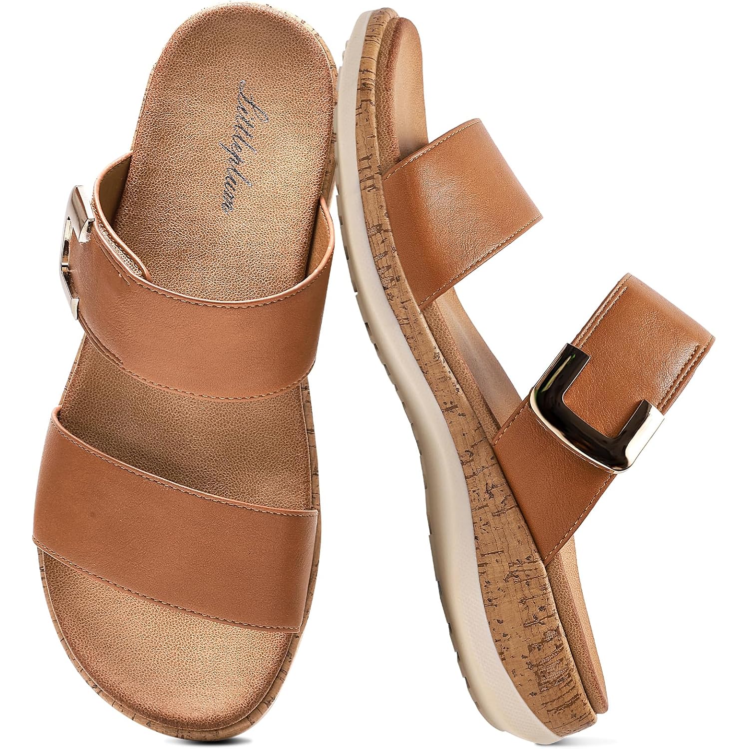 Littleplum Women Slides Sandals Arch Support Open Toe Slip On Sandals Soft Cushion Slippers Comfy Casual Summer Shoes For Walking,Beach,Travel