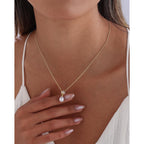 Pearl Necklaces for Women 14k Gold Plated Dainty Pearl Diamond Pendant Necklace Wedding Jewelry Bridal Bridesmaid Gifts for Women