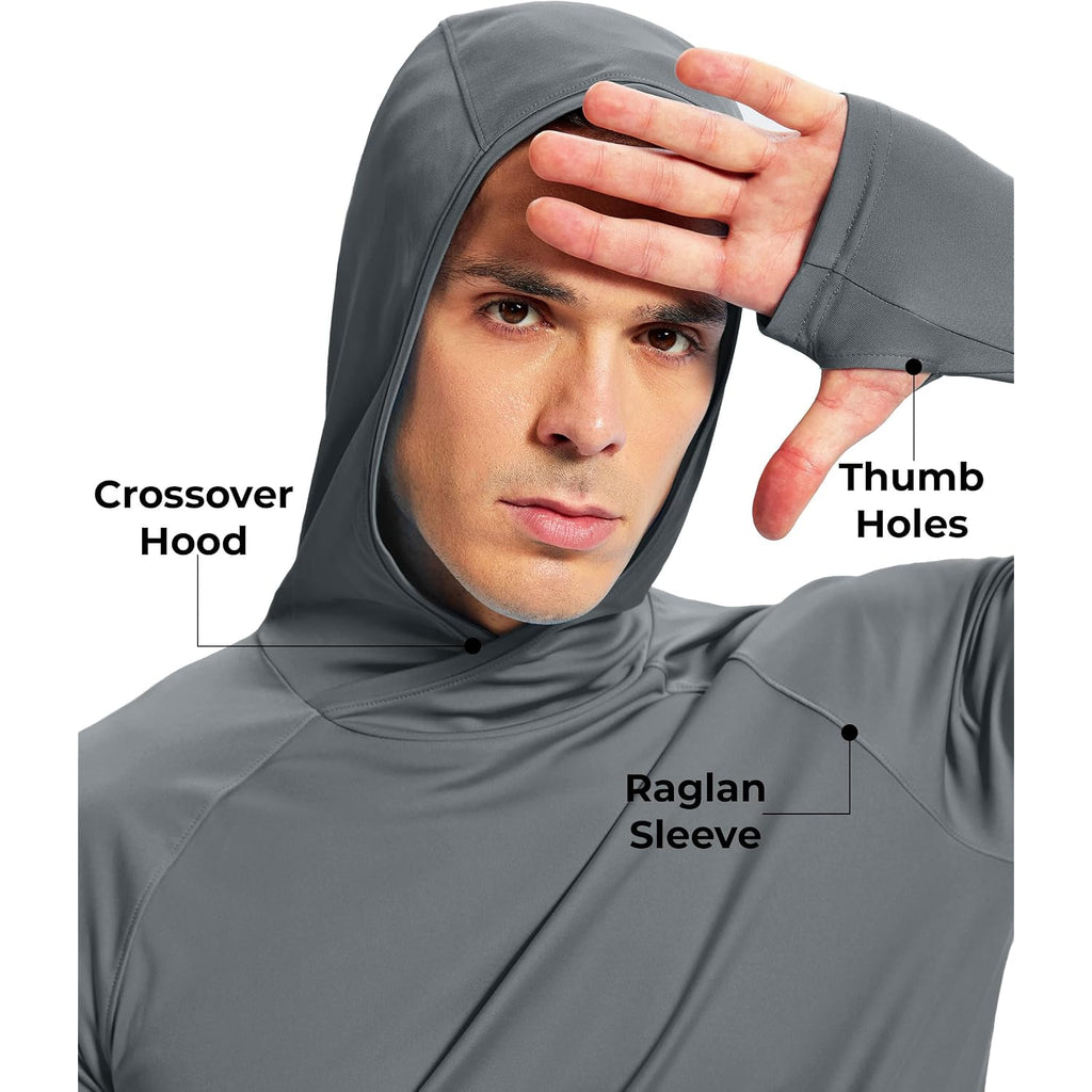 Boladeci Men'S Upf 50+ Sun Protection Hoodie Shirts Lightweight Long Sleeve Rash Guard Fishing Swim Shirts