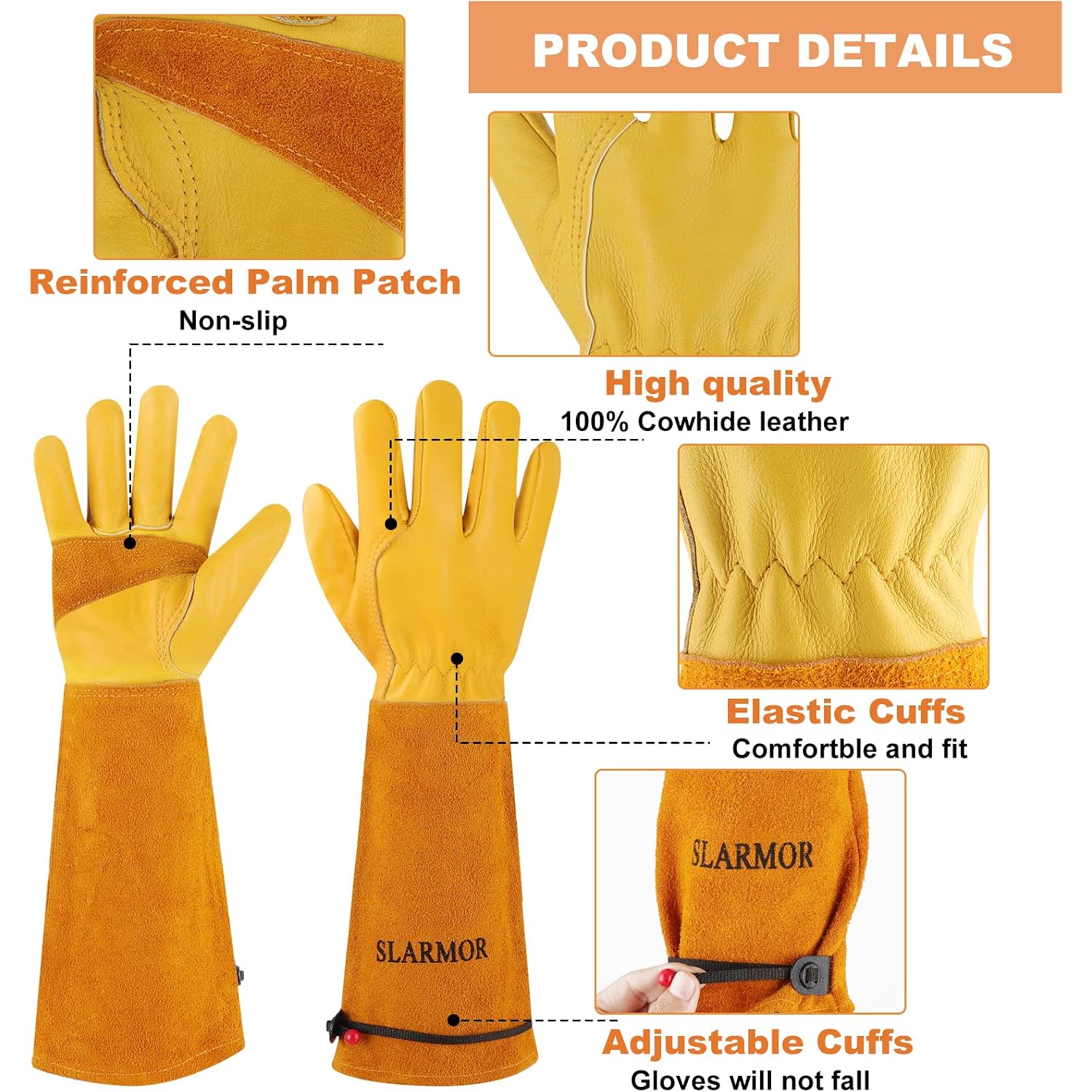 Long Gardening-Gloves Women/Men-Thorn Proof Rose Pruning Heavy Duty Gauntlet, Best Garden Gifts For Gardener-L