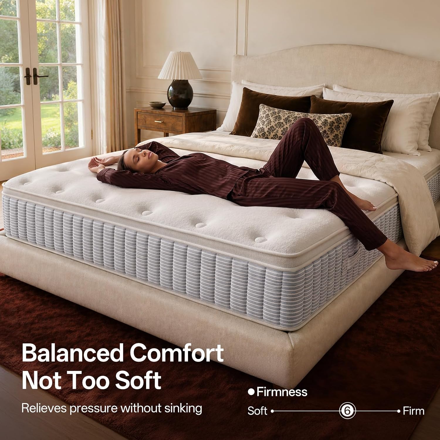 Comfbox Queen Mattress, 14 Inch Springs Matress, Bed In A Box, Soft And Breathable, Pressure Relief & Motion Isolation, Medium Firm Feel (Queen, 14, 14, Inches) (Queen, 14, 14, Inches)