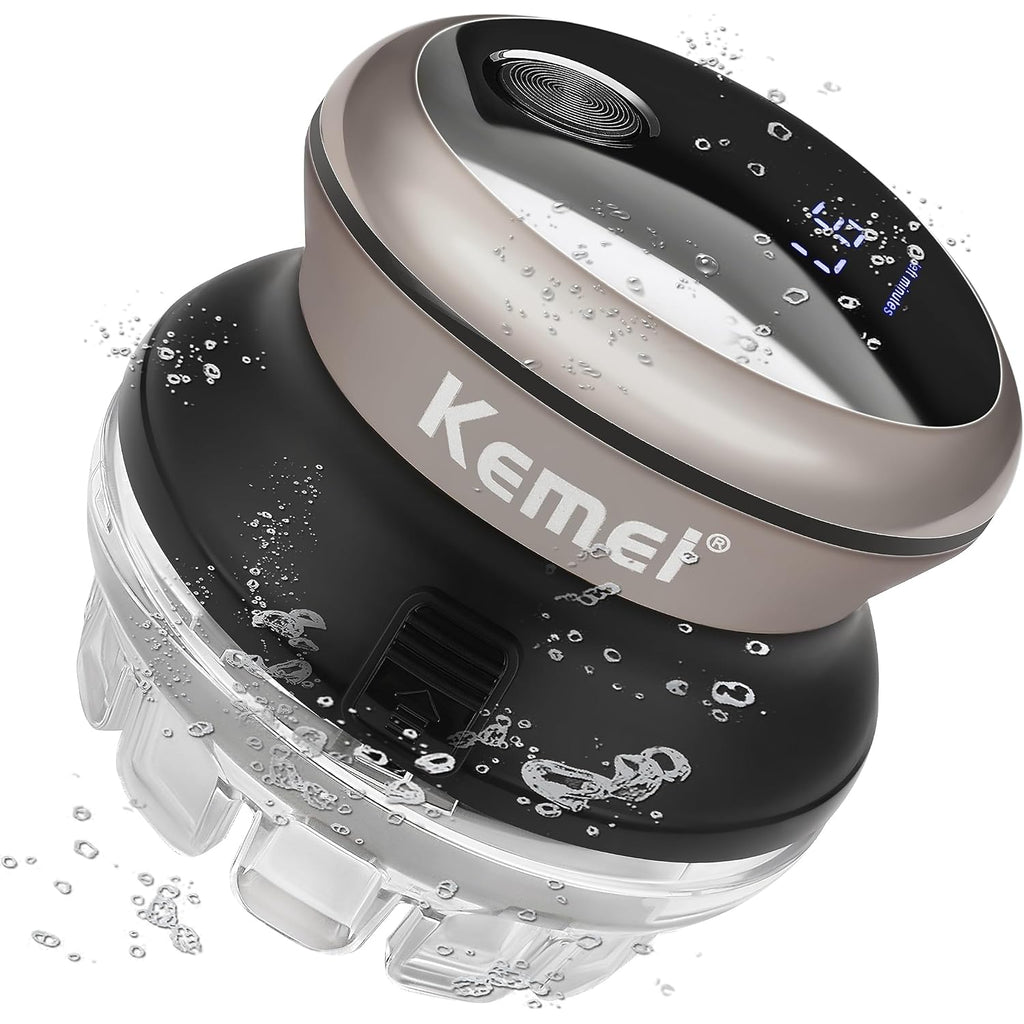 Kemei Professional Hair Clippers For Men, Automatic Circular Hair Trimmer, Cordless Self-Haircut Kit With Led Display, Km-887 Silvery