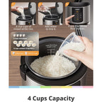 COMFEE' Rice Cooker Upgraded, 6-in-1 Stainless Steel Multi Cooker, Slow Cooker, Steamer, Saute, and Warmer, 2 QT, 8 Cups Cooked(4 Cups Uncooked), Brown Rice, Quinoa and Oatmeal, 6 One-Touch Programs