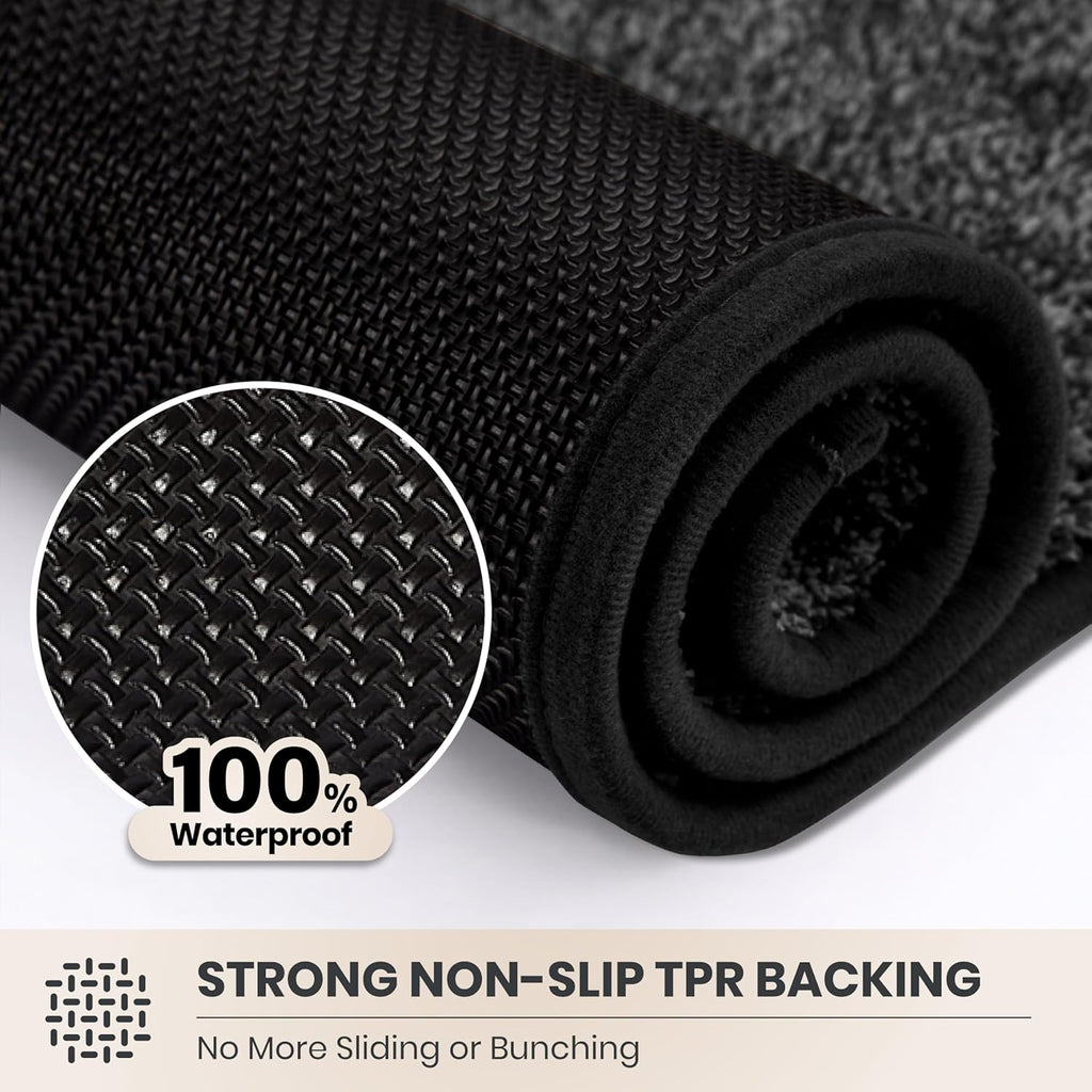 PURRUGS Dirt Trapping Door Mat 24" x 35.5", Non-Slip Machine Washable Entryway Rug, Dog Doormat, Indoor Front Door Mat, Super Absorbent Entry Rug for Muddy Shoes & Paws, Charcoal