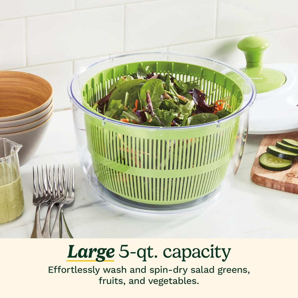 Cuisinart Large Spin Stop, 5Qt, Ctg-00-Sas1 Salad Spinner, 5 Quart, Green & White