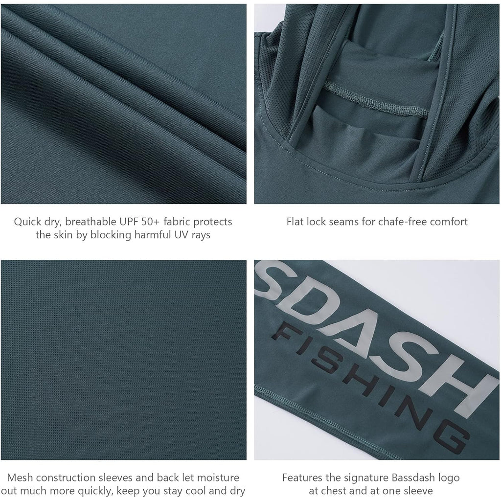 Bassdash Upf 50+ Men’S Uv Sun Protection Long Sleeve Performance Fishing Hoodie Hooded Shirts