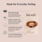 Kitsch Small Flat Claw Clips For Women - Stylish Flat Hair Clips, Strong Hold For Thick & Fine Hair | Non-Slip For Secure, Comfortable All-Day Wear -Tortoise Design