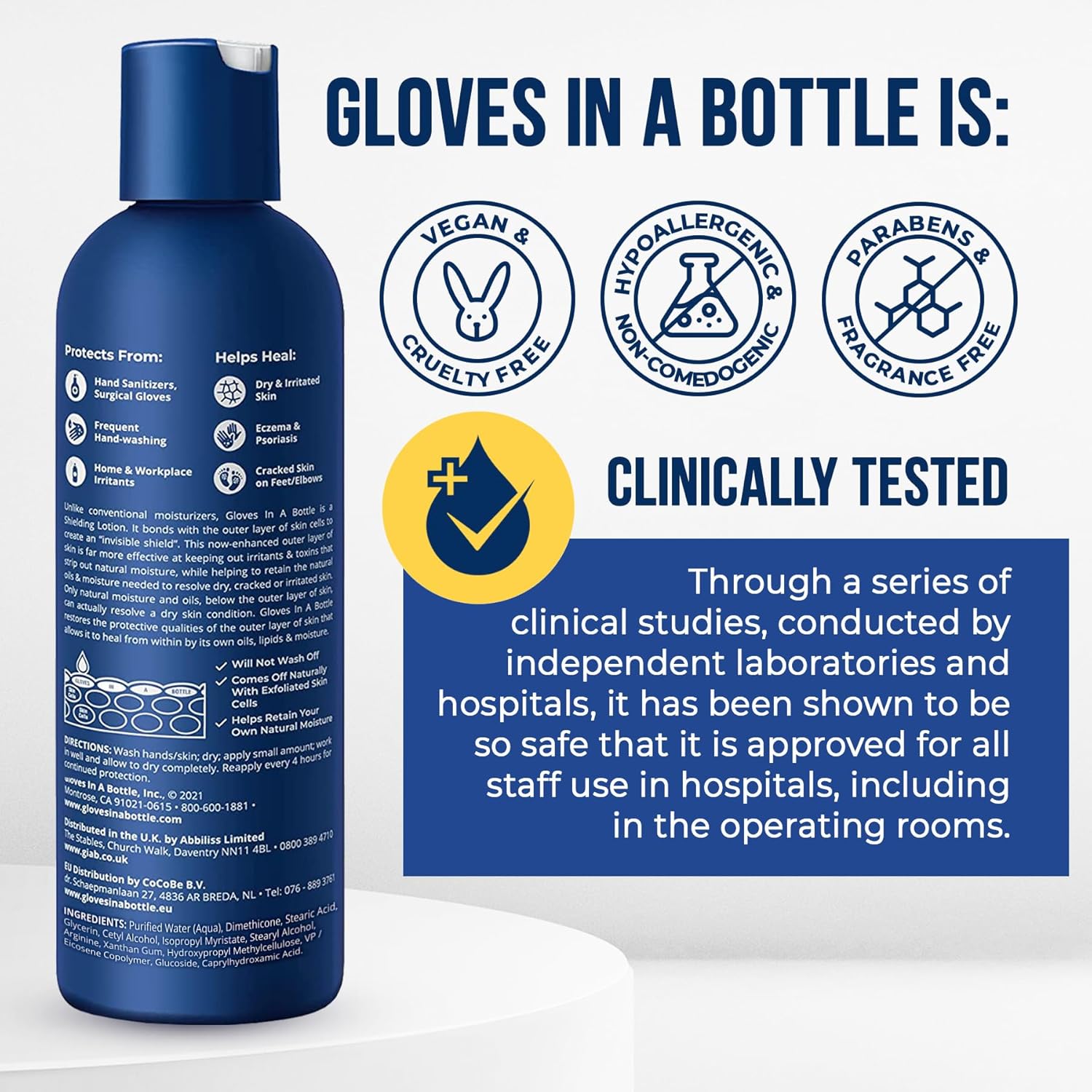 Gloves In A Bottle Shielding Lotion – Long-Lasting Barrier Moisturizer for Dry, Cracked Hands & Sensitive Skin | Non-Greasy, Fragrance Free Lotion | Safe for Men, Women & Babies 6 Months+ | 8 oz