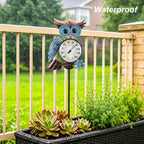 Outdoor Thermometer, Owl Outside Decor For Patio, Yard And Garden | No Battery Needed Garden Stake Wall Art Gifts Idea Waterproof