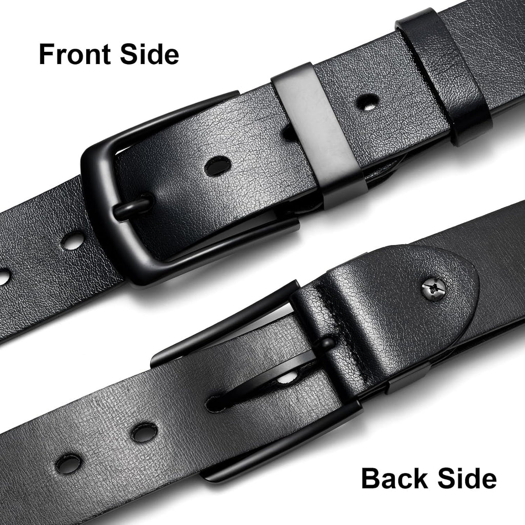 Maikun Mens Casual Dress Belt, Mens Leather Black Belt, Casual Wear Jeans Pants