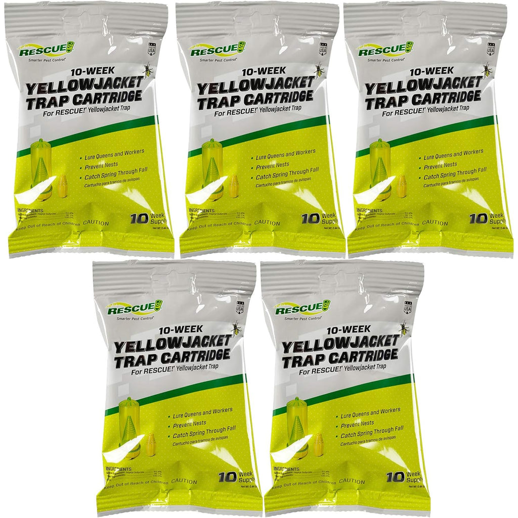 Rescue! Yellowjacket Attractant Cartridge (10 Week Supply) – For Rescue! Reusable Yellowjacket Traps - (5 Pack)