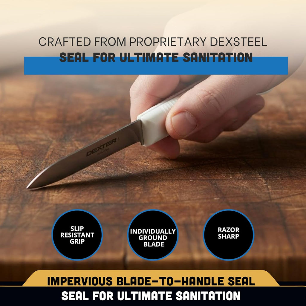 Dexter-Russell Sani-Safe 3-Pack Of 3¼" Paring Knives, Slip-Resistant White Handles, Durable Dexsteel Blades – Ideal For Precise Peeling & Carving Fruits And Vegetables, Nsf Certified