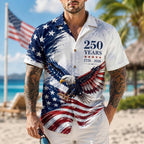 America 250Th Anniversary Hawaiian Shirt 1776-2026, Patriotic Eagle Flag Button Down Shirts Men, Gifts For Independence Day