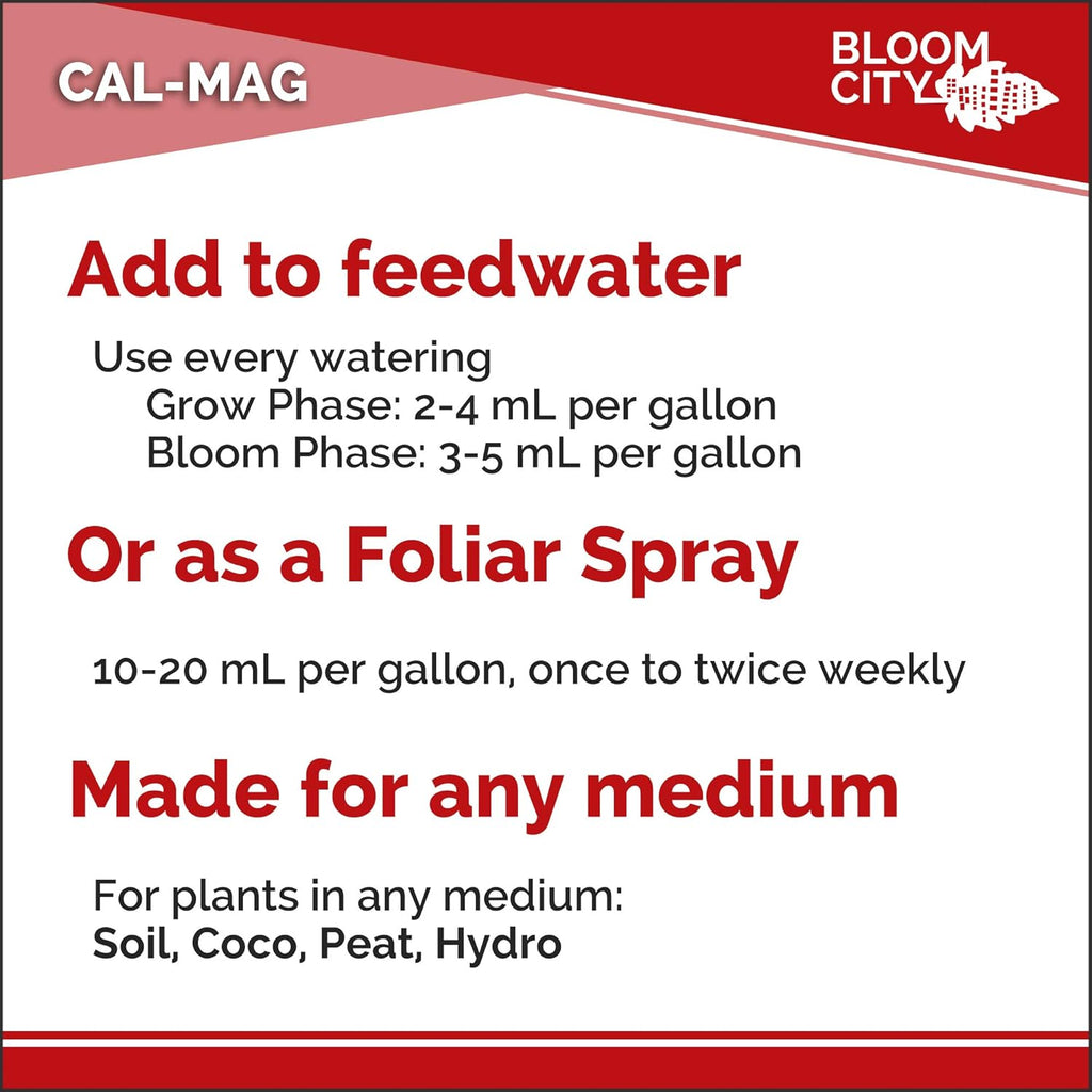 Bloom City Professional Grade Ultra Pure Cal-Mag Growing Fertilizer, Quart (32 Oz)