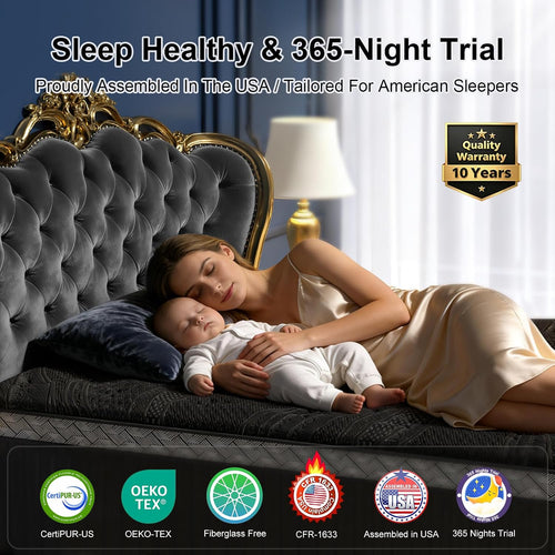 16 Inch King Size Mattress, Upgraded Luxury Hybrid King Mattress In A Box With 7-Zone Support For Cool Night & Pressure Relief, Motion Isolation, Assembled In Usa, 365-Night Trial, Medium Firm